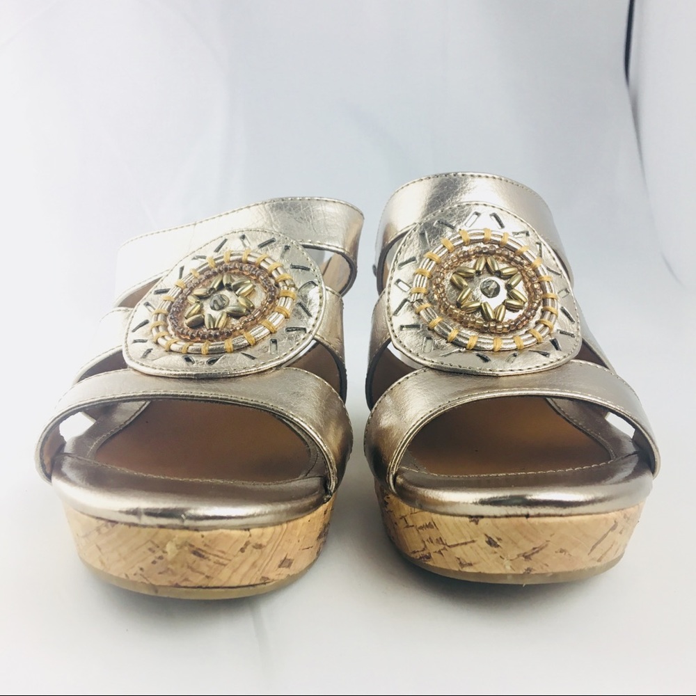 Gold Cork Wedge Sandal Size 7M